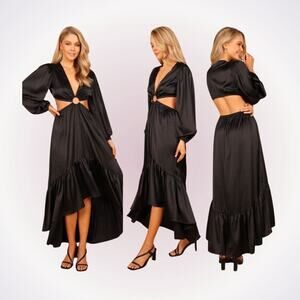 Petal & Pup Minnow Satin Cut Out Maxi Dress | Sz S, NWT